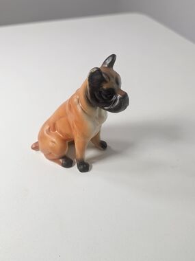 Small Ceramic Boxer Dog Figurine in Orange and Black